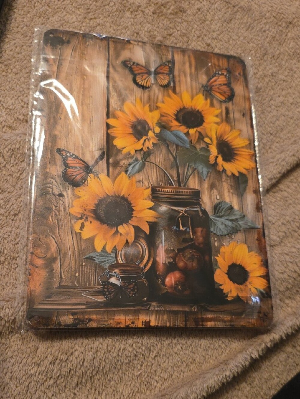 NWOT Sunflower Mason Jar Wall Art Metal Sign - Picture 2 of 4